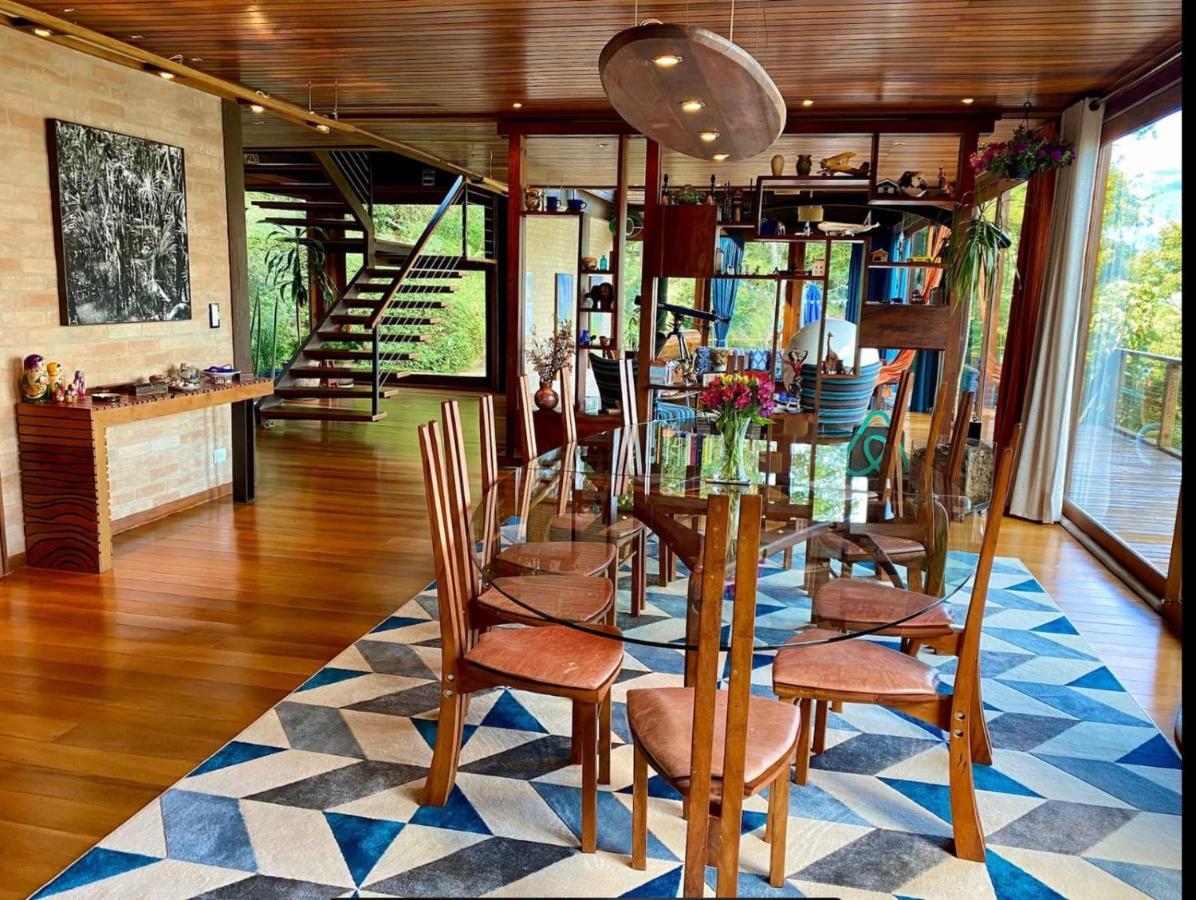 Campos do Jordão Casa De Vidro Com Vista Mantiqueira - Com Cafe E Staffヴィラ エクステリア 写真