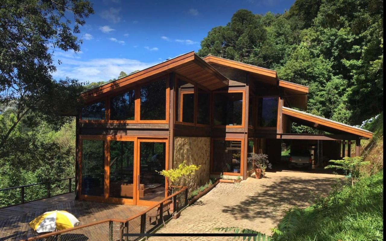 Campos do Jordão Casa De Vidro Com Vista Mantiqueira - Com Cafe E Staffヴィラ エクステリア 写真